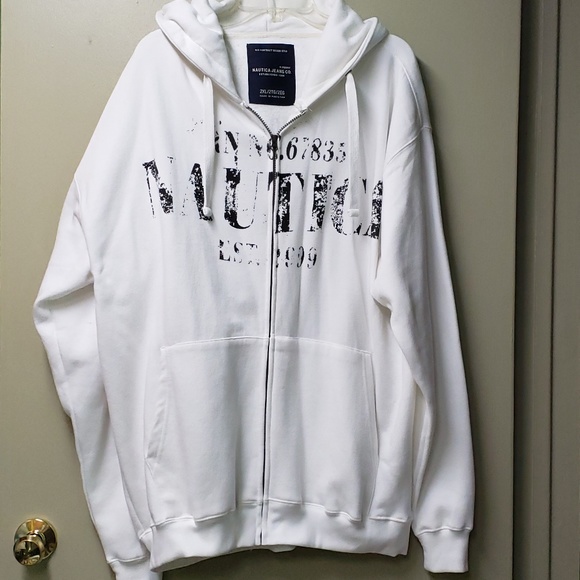 White Ladies Zippered Hooded Sweater /Jacket Size 2XL - Picture 1 of 5